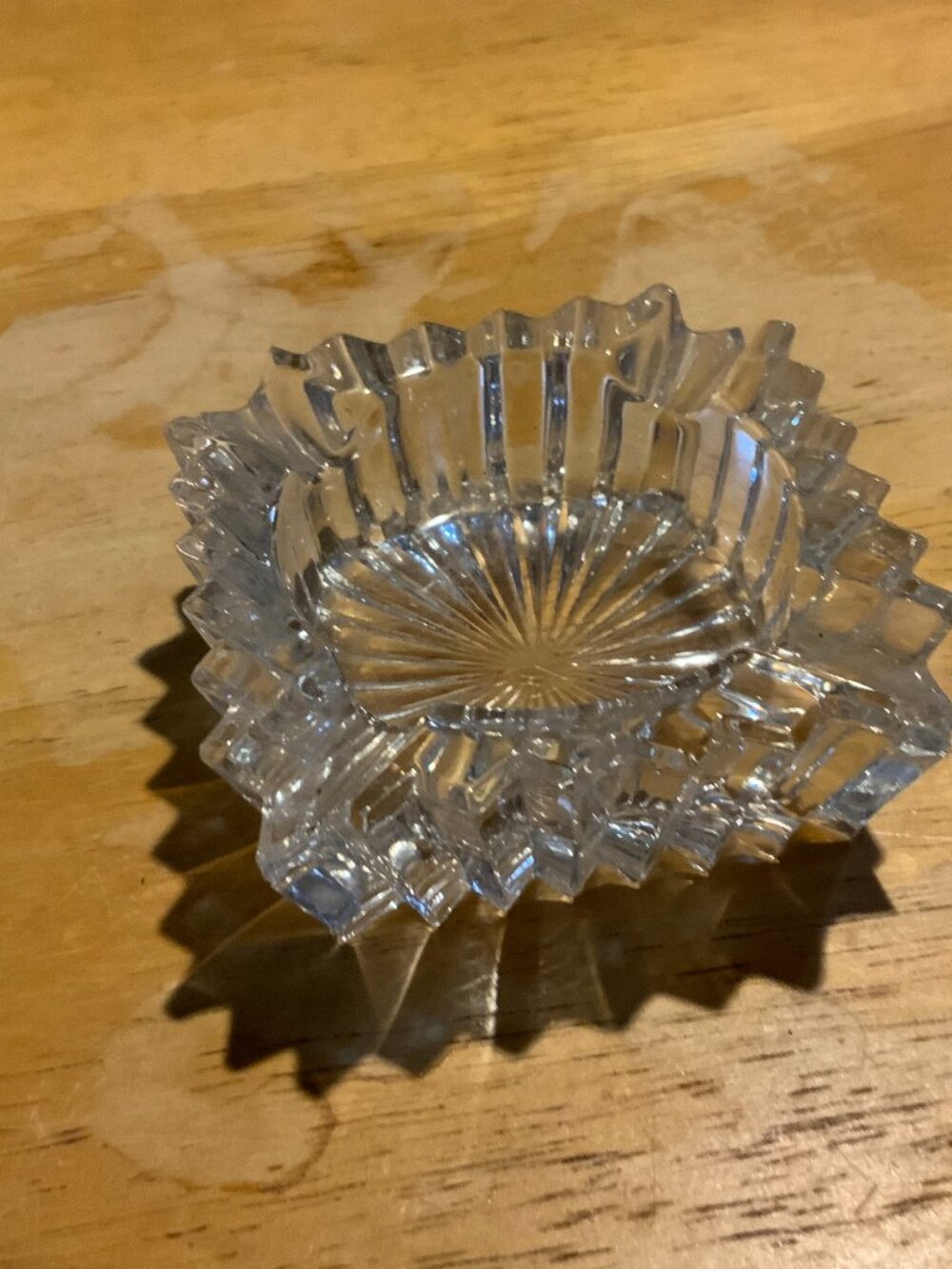 Vintage Heavy Cut Glass Crystal Ashtray Repurposed Paintbrush Holder Catchall (8